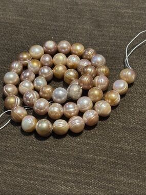 Crafting- Freshwater Baroque Pearl Strand Champagne, tan, cream hues 45 Count